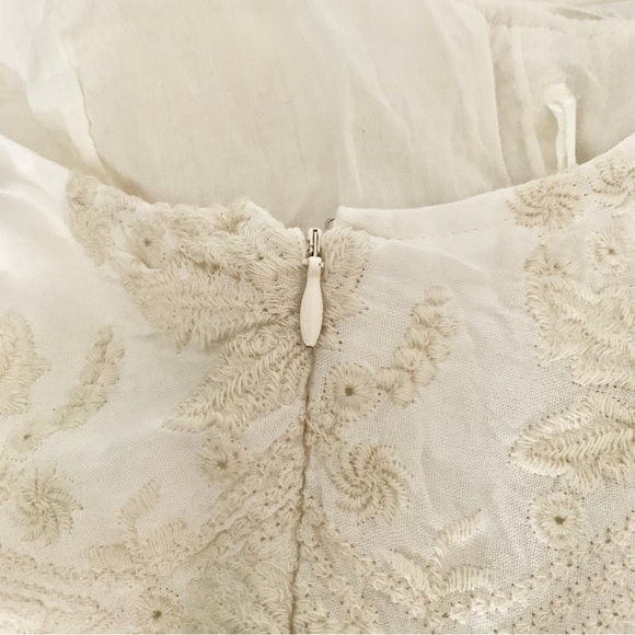 UO Jamie Cream Ivory White Embroidered Babydoll Frock Mini Dress - Picture 12 of 16
